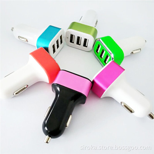 5V 2.1A+2.1A+1A universal triple USB port smartphone usb car charger for mobile phone with CE ROHS approved